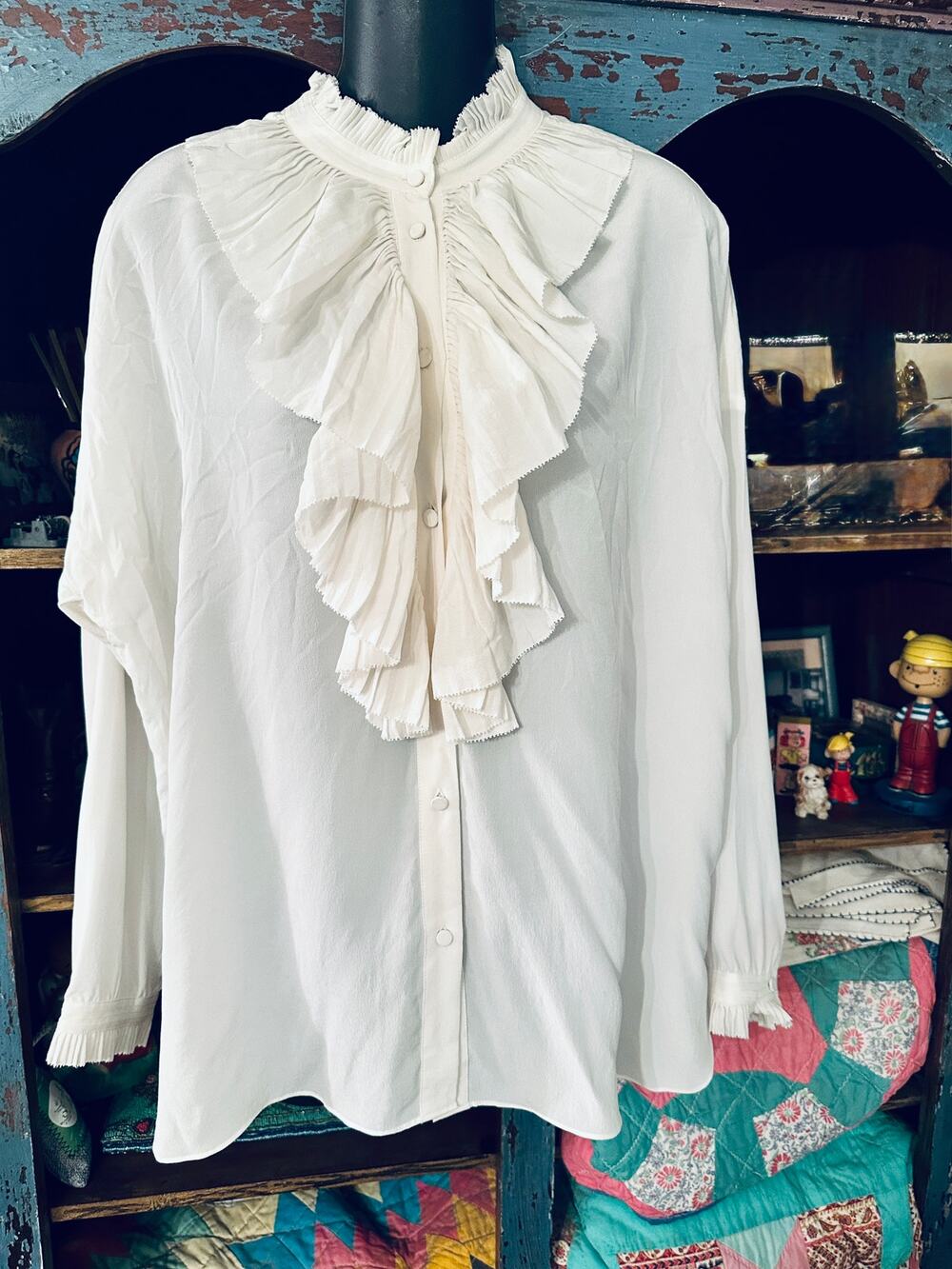 ZADIG & VOLTAIRE $450 SILK TAMACCO CDC RUFFLE BLOUSE S